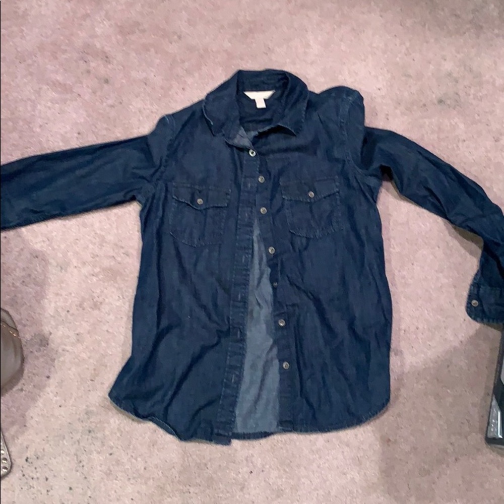 Dark blue button down blouse